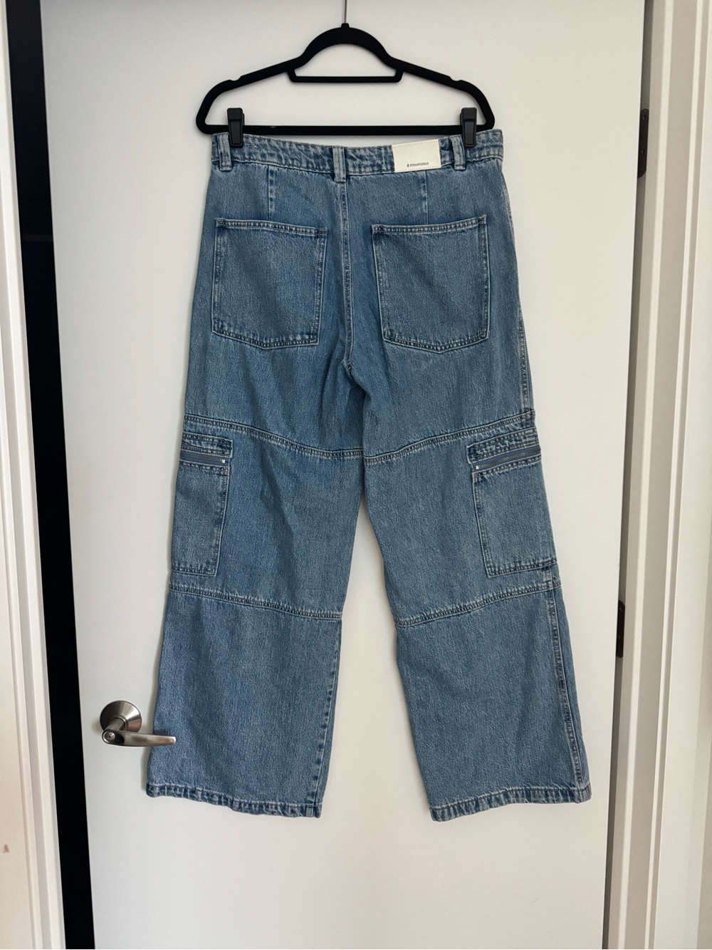 Stradivarius Demin Wide Leg Cargo Jeans - Size 42 - Picture 2 of 5
